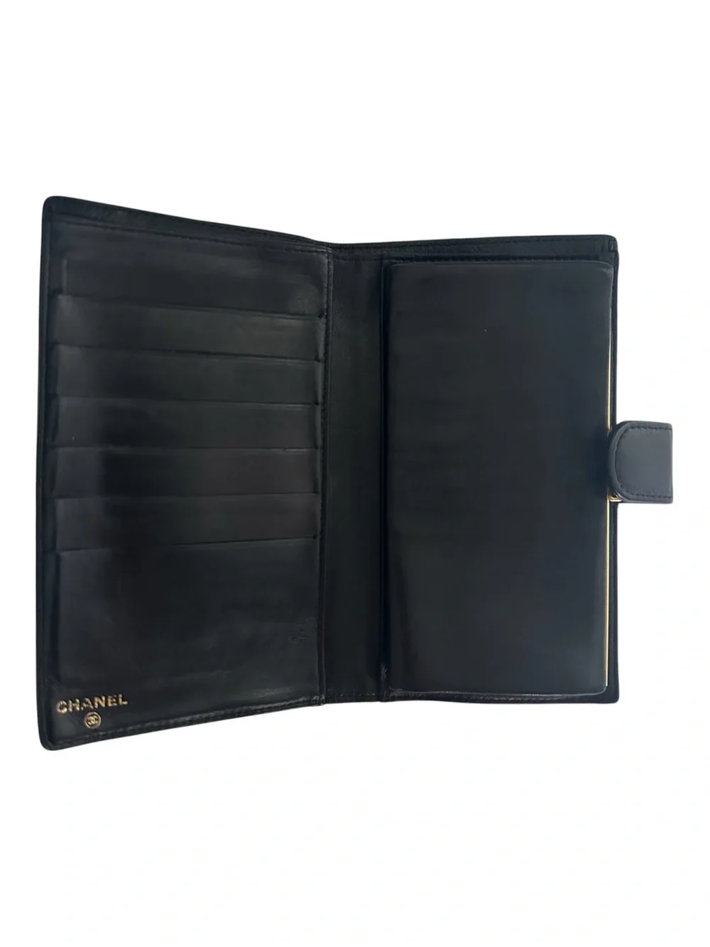 CHANEL Vintage Black Caviar CC French Long Wallet Kiss Lock Coin Purse 11 Series